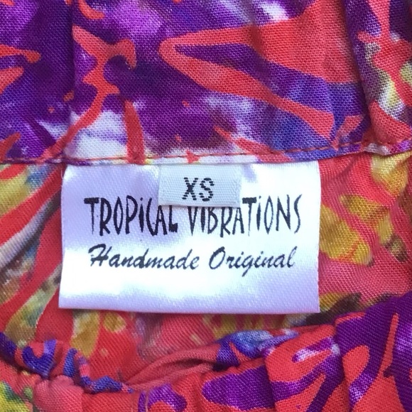 Tropical Vibrations Handmade Tie Dye Tropical Ruffle Midi Skirt Size XS NEW - Picture 4 of 5